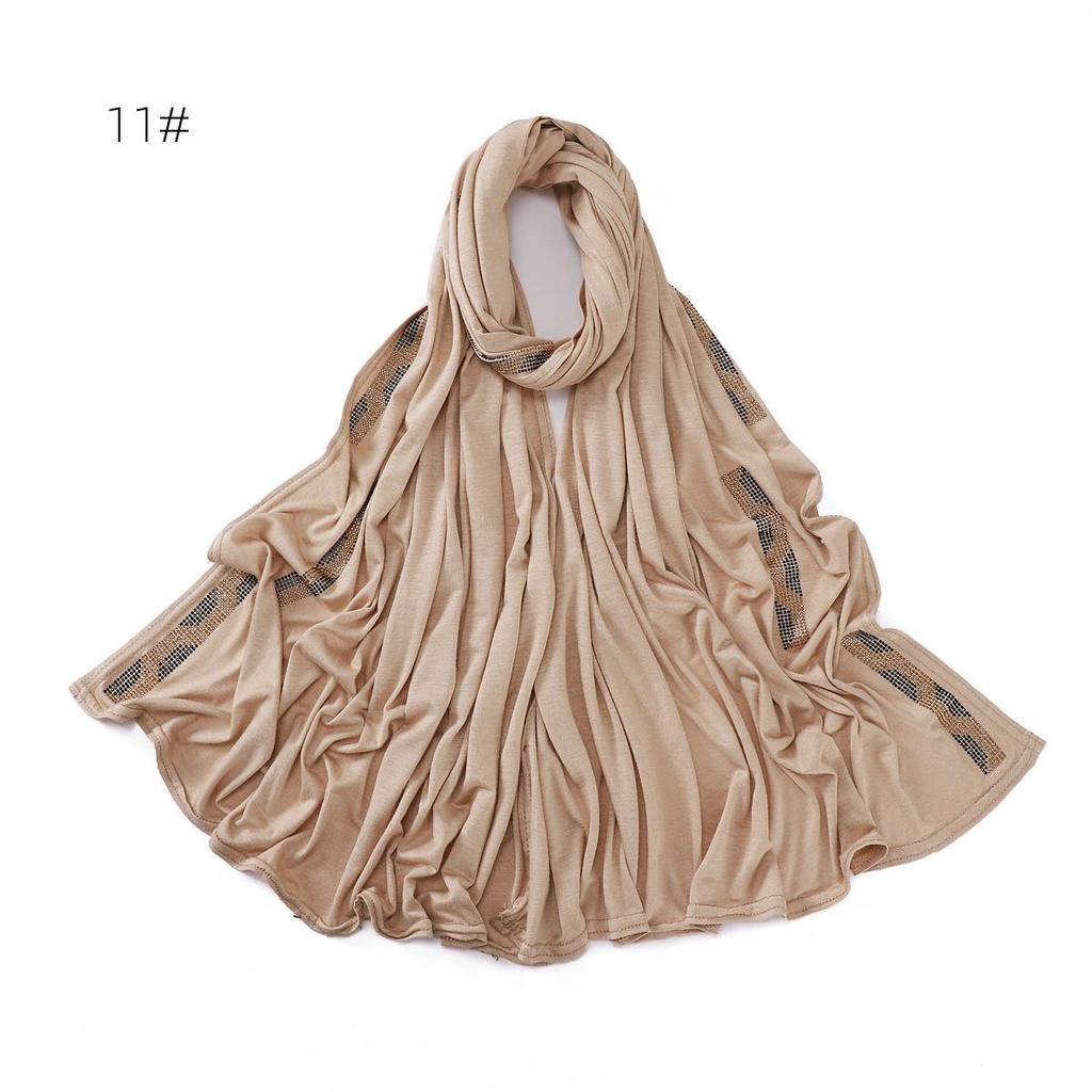 Mercerisierter Baumwollschal mit Goldakzent und elastischen Rautenstreifen