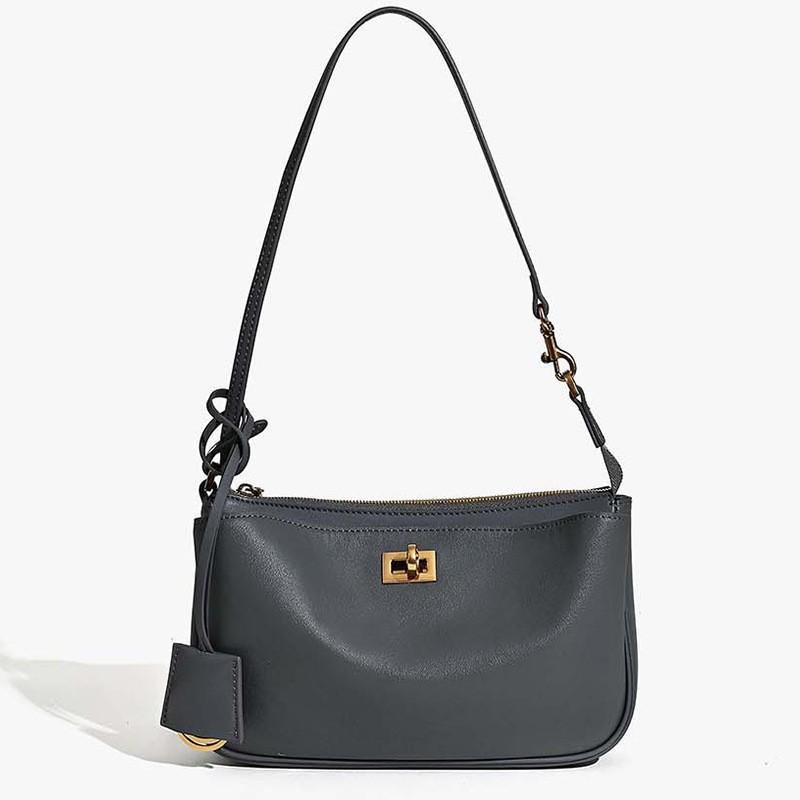 

High-end Leather Mahjong Bags Niche Women s New Simple Retro All-matching Single-shoulder Cross-body Handbags 23x5x 13CM gold buckle