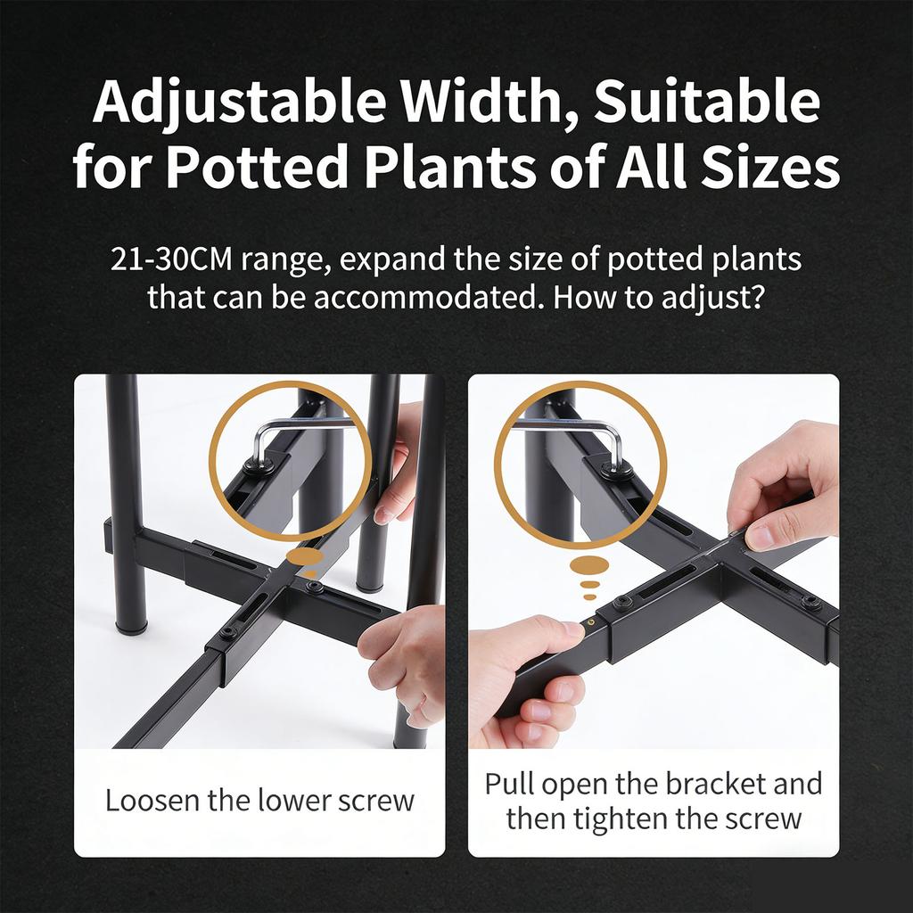 Metal Adjustable Plant Stand Plant Pot Metal Planter Stand Easy Assembly Expandable Plant Shelves Furniture Window