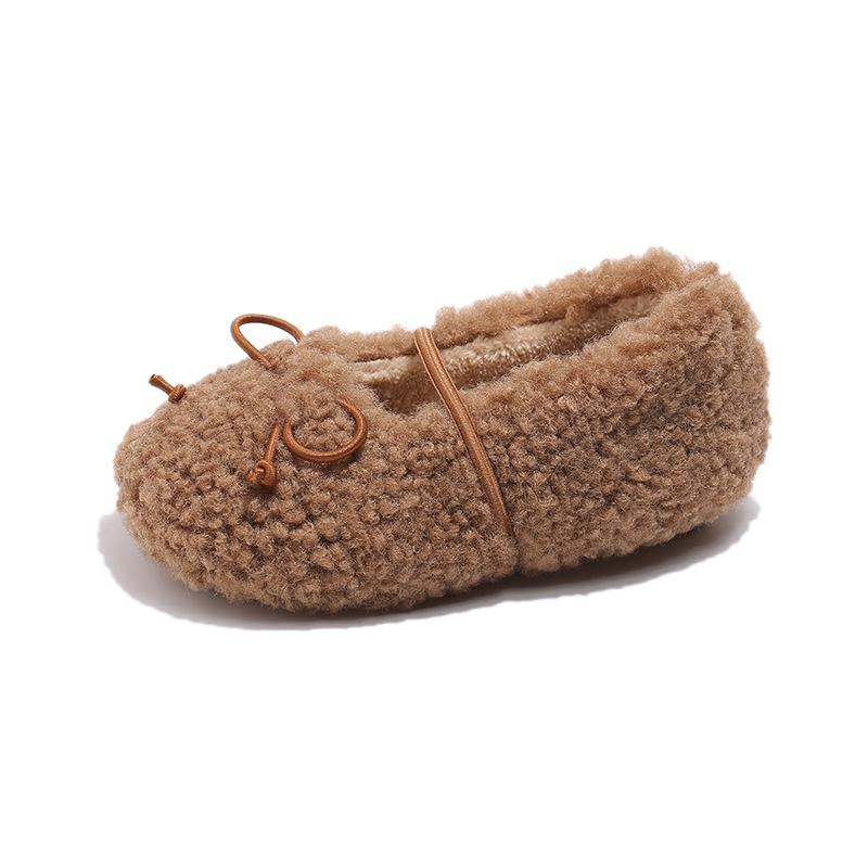 Girls' fluffy Korean-style new winter baby plush warm princess children's cotton shoes with soft soles