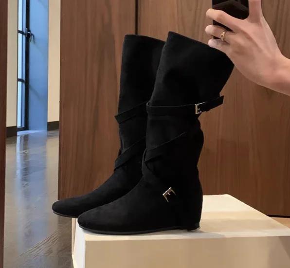 

New Style Luxury Women s Fashion Pointed Cowboy Coarse Heel Stacked Boots New Style No Knee Large Barrel Giroud Women s Boots 40