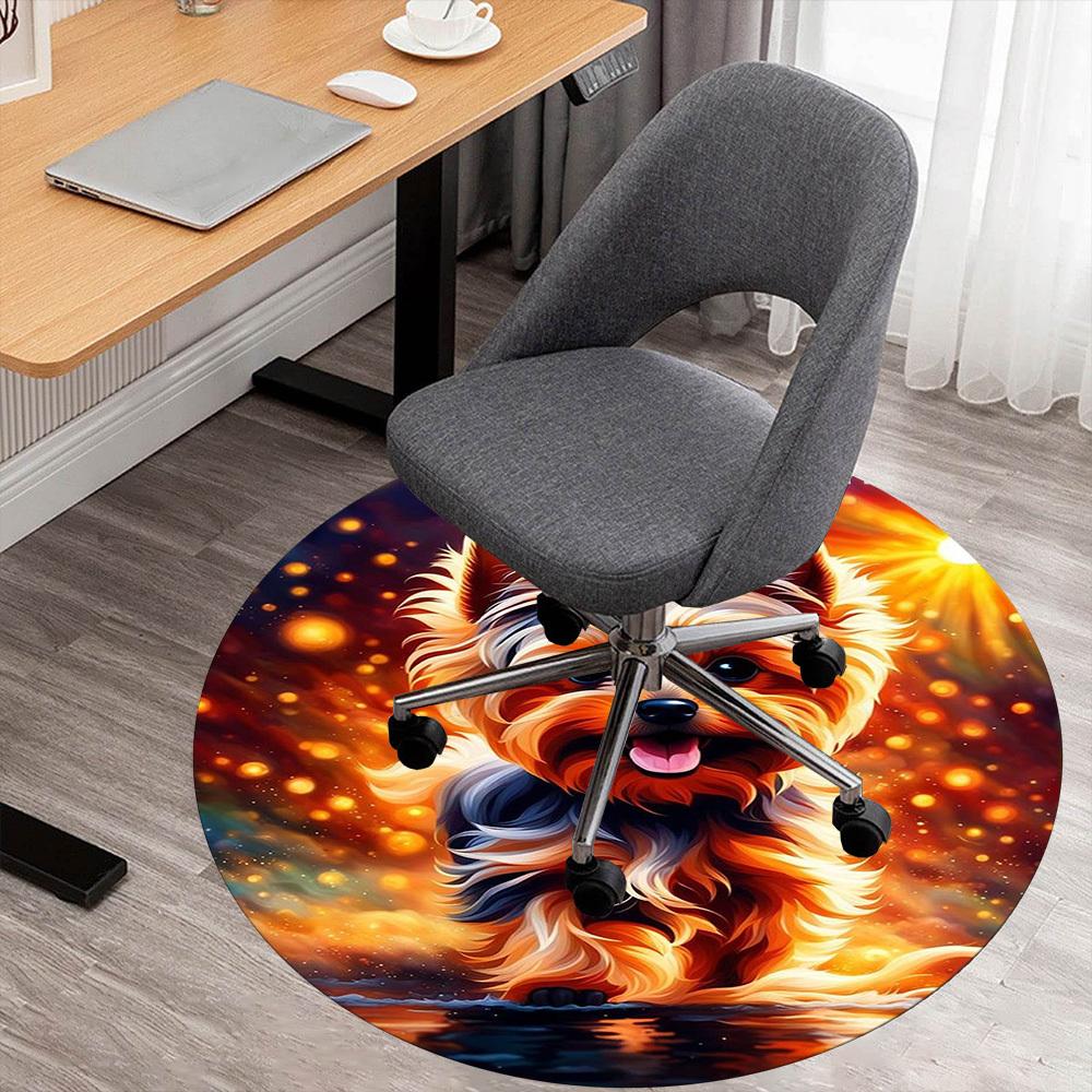 

1PC Yorkshire Round Chair mat Area Rug - Non-Slip, Floor Mat for Office, Bedroom, home decor Christmas Gift c0528048 80cm