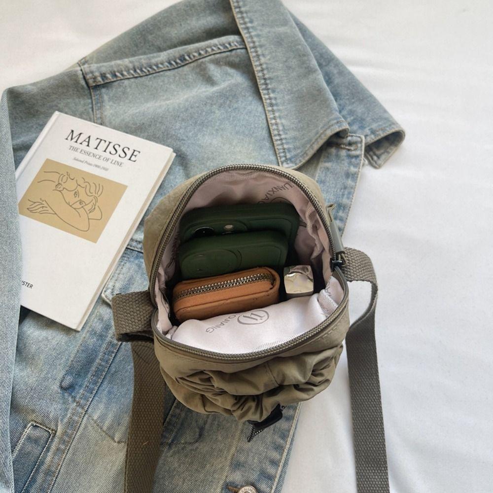 Nylon Rope Nylon Shoulder Bag Solid Color Water Bottle Pouch Drawstring Crossbody Bag  Daily