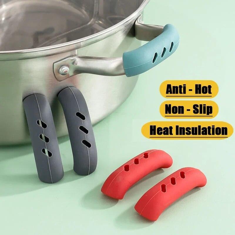 2/4/8Pcs Silicone Pot Handles Cover Anti-scalding Heat-resistant Pot Ear Clip Non-slip Casserole Pan Handle Kitchen Accessories