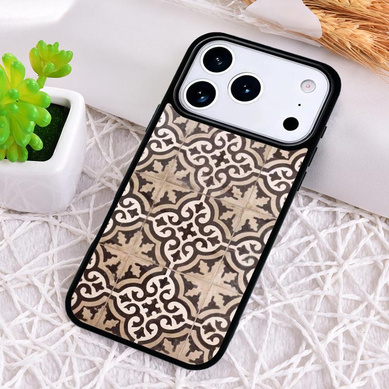 art Decorative Moroccan Tile Phone Case for iPhone 17 Air 16 15 11 12 14 13 Pro Max Shockproof Cover