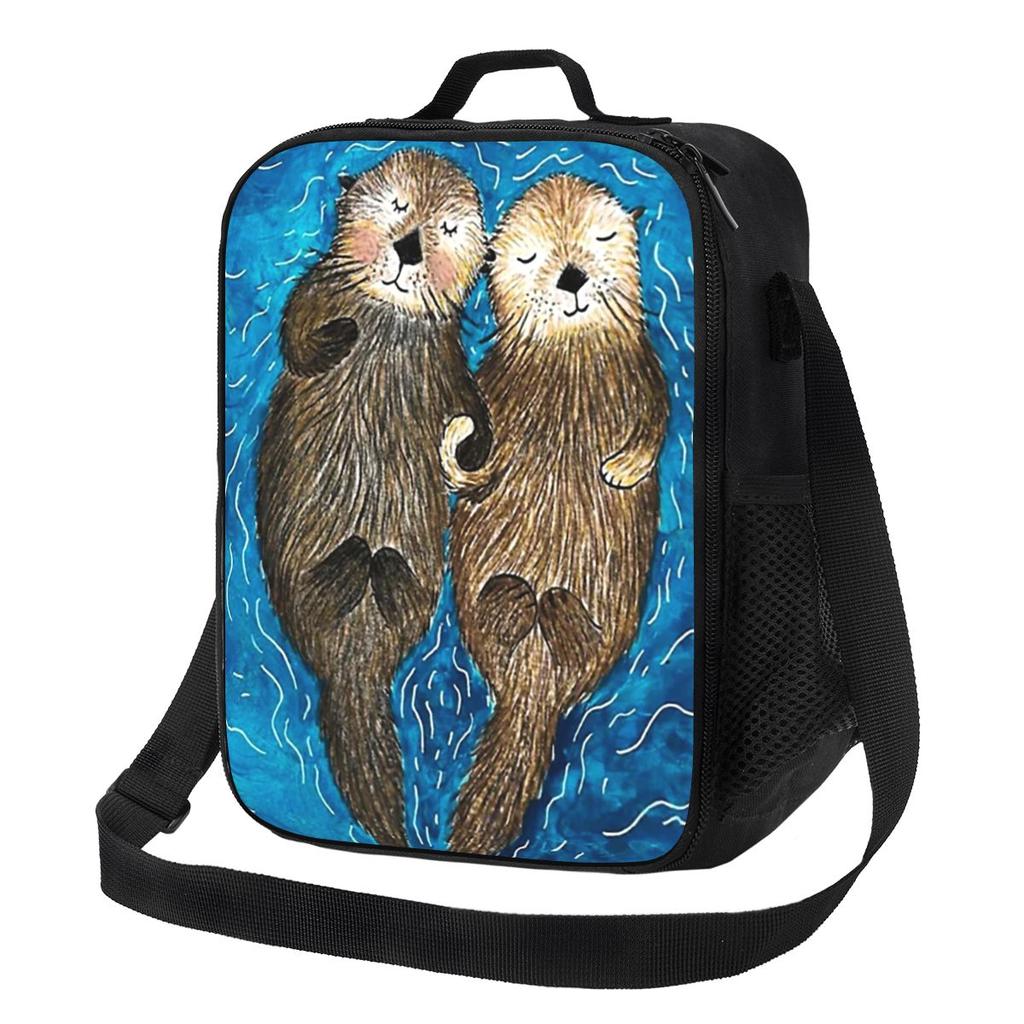 Otter CUTE SLEEP Insulated Lunch Bag for Women Bento Storage Food Boxes Portable Container Cooler Thermal Lunch Box Tote