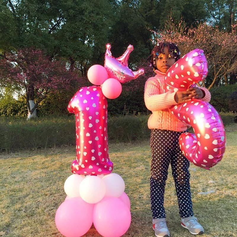 Elegant 32" Number Foil Balloon For Birthday Wedding And Party Decor Blue/pink