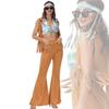 Retro 70s Hippie Costume Halloween Party Disco Outfit Womens Stage Performance
