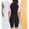 Damen Sportliche Bademode Kurzarm Rashguard Colorblock Gepolstert Frontreißverschluss Surfen Badeanzug Shorts Badeanzug