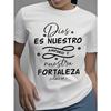 God'S Protection and Power" Inspirational Quote T-Shirt for Women - Casual Summer Short Sleeve Crew Neck Tee with Spanish Scripture Design,
