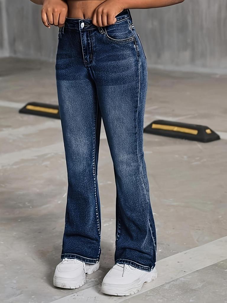 Trendy High Waist Elastic Flare Jeans for Teenage Girls - New European & American Style