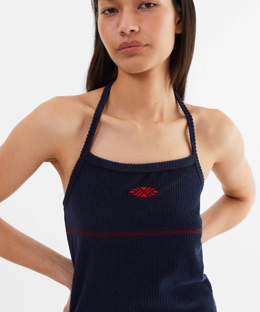Minasu Slim Fit Halter Neck Terry Onepiece_Navy