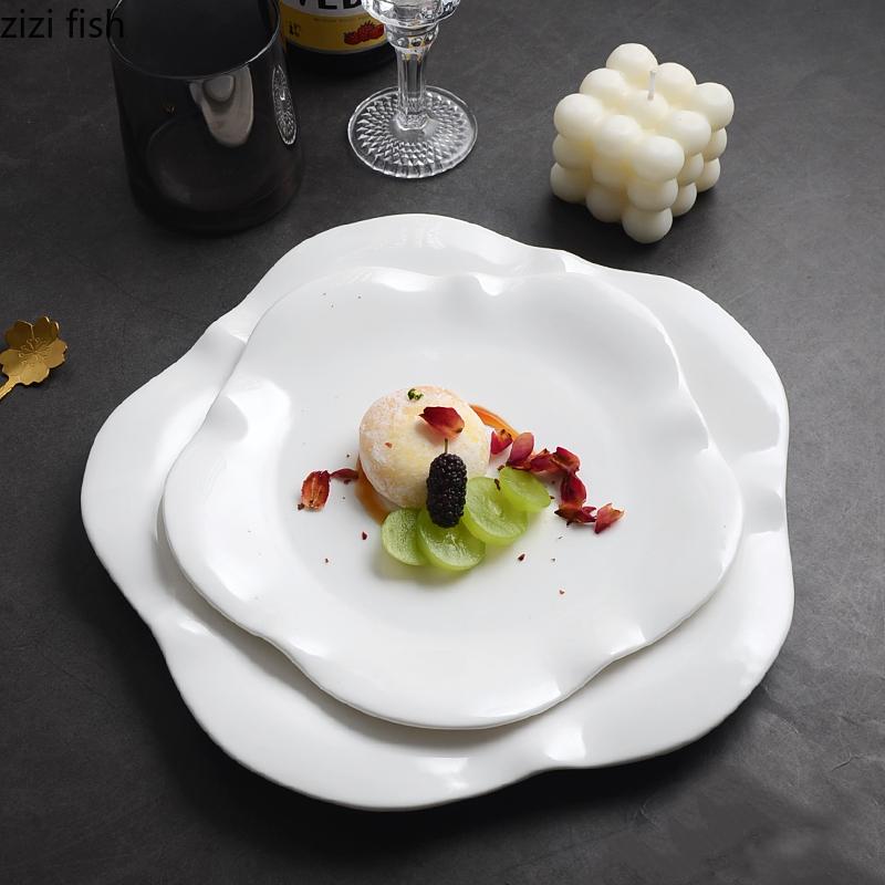 Flower Shaped Ceramic Dining Plate Sushi Plate Western Style Steak Plates Sashimi Plates Fruit Dish Salad Bowl Snack Bowl Tray