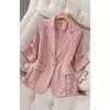 Spring New Women's Elegant Solid Color Fashion Lace Splicing Blazer Coat Casual Outerwear