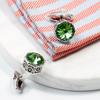 Men's cufflinks cross-border hot-selling fashion creative exquisite crystal blue green shirt accessories 1 pair wholesale