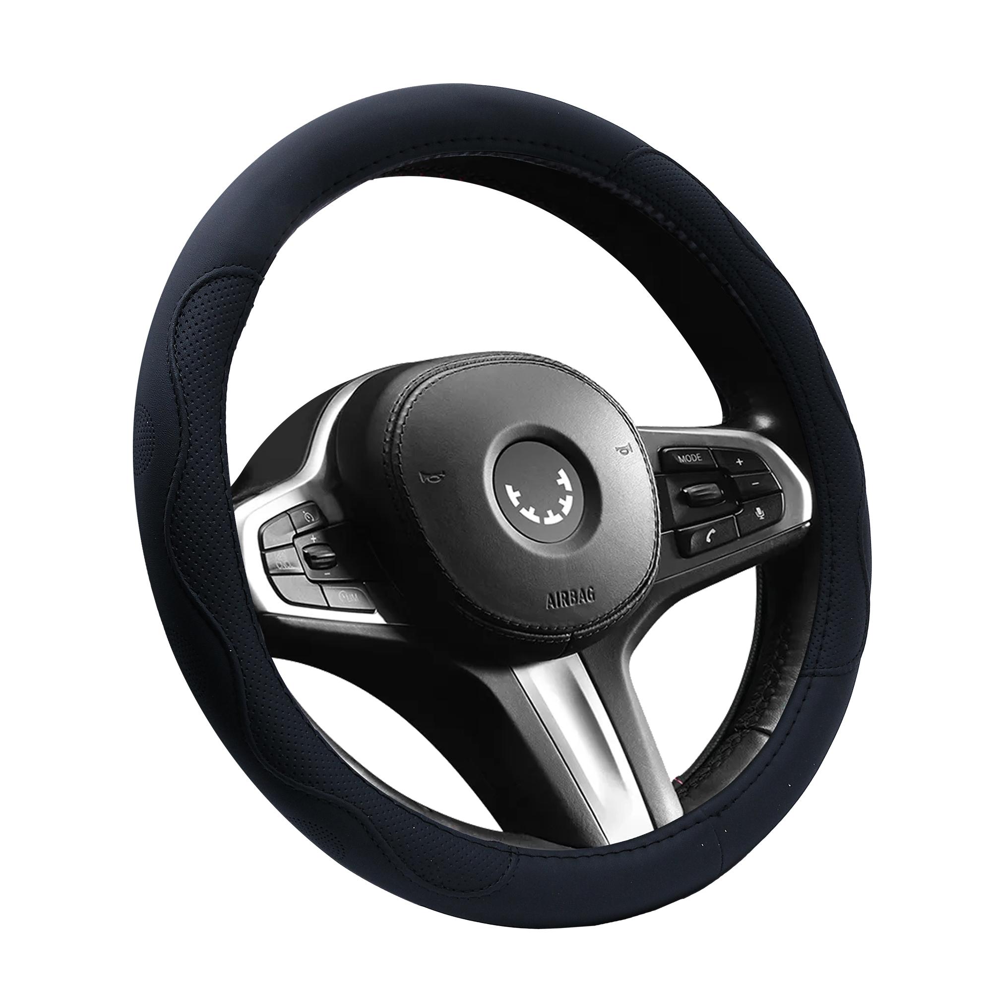

Patterned and Color-Accented Synthetic Leather Slip-On Steering Wheel Cover