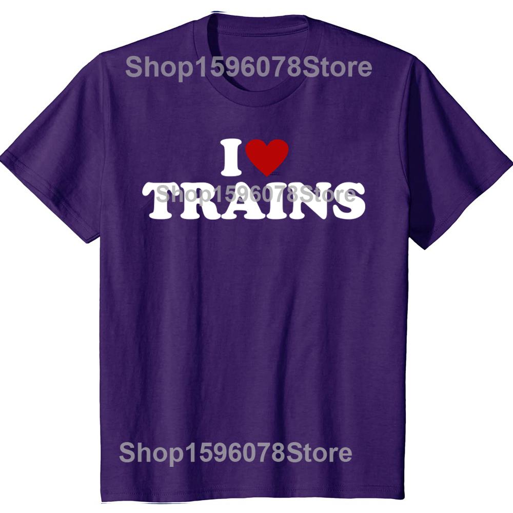 Funny I Love Trains T Shirts Tee Tops Round Neck Short-Sleeve Train Driver Retro Vintage Tshirt Clothing Casual Basic T-shirts