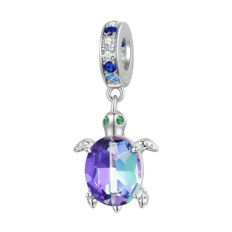 BAMOER 925 Silver Dreamy Oecan Series Dazzling Crab Beads Seahorse Pendant Charms for Women Bracelet and Necklace DIY