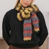 12*180cm Luxury Y2K Styles Winter Warm Knitted Small Wool Scarf Women Stripe Shawls Lady Soft Wraps Neckerchief