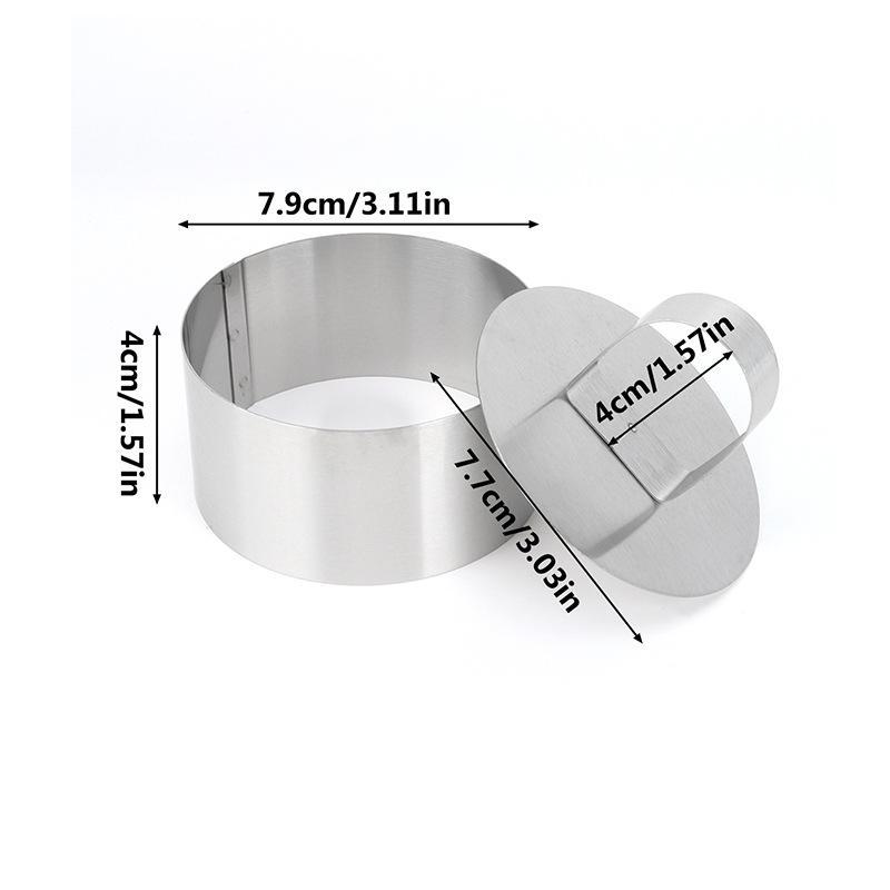 Stainless Steel Mousse Cake Ring Molds with Press Plate 1/4 Pcs Multi Shapes for Commercial Bakery Dessert Making