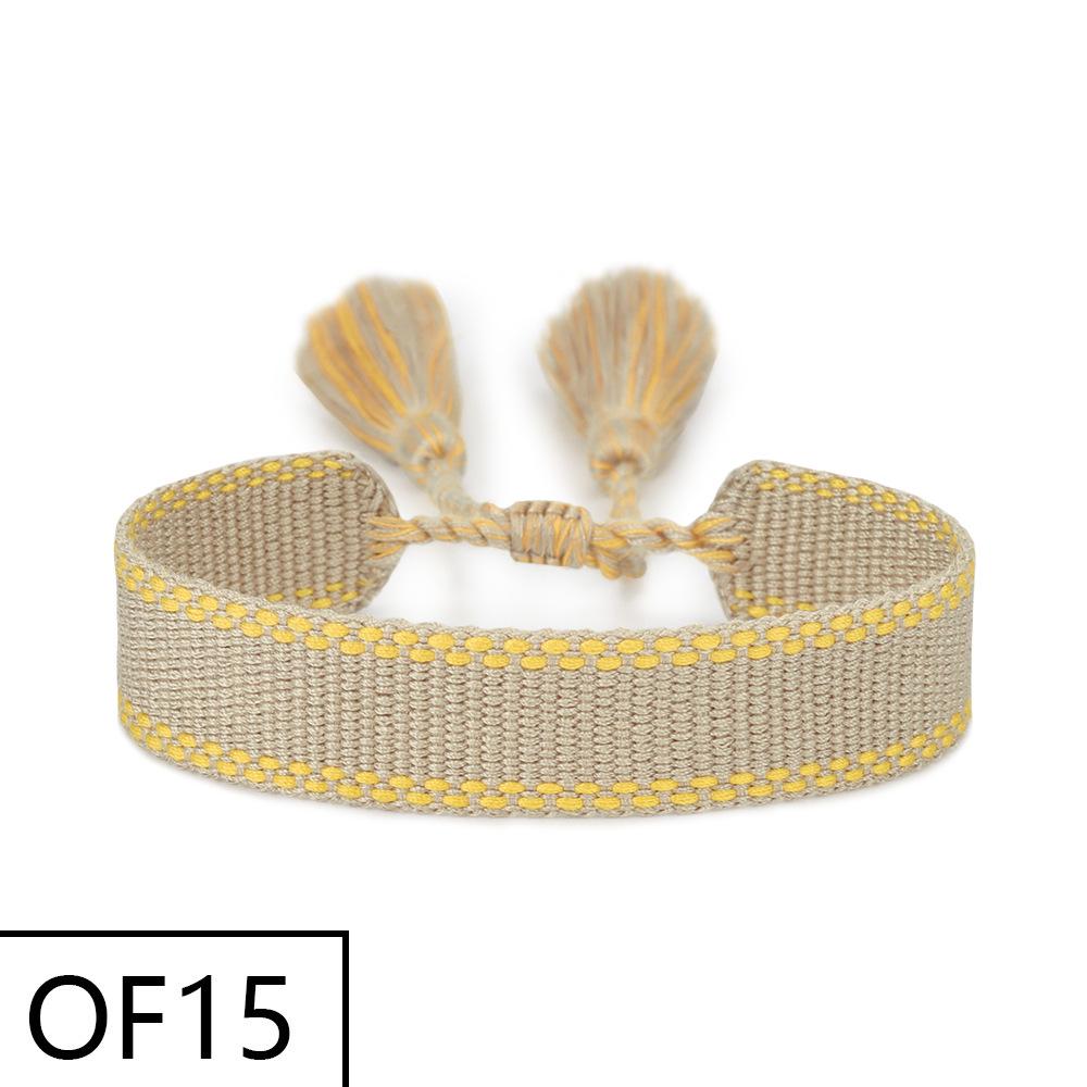 Embroiderable Polyester Cotton Letter Tassel Bracelet for Women – 1.5cm Woven Wristband