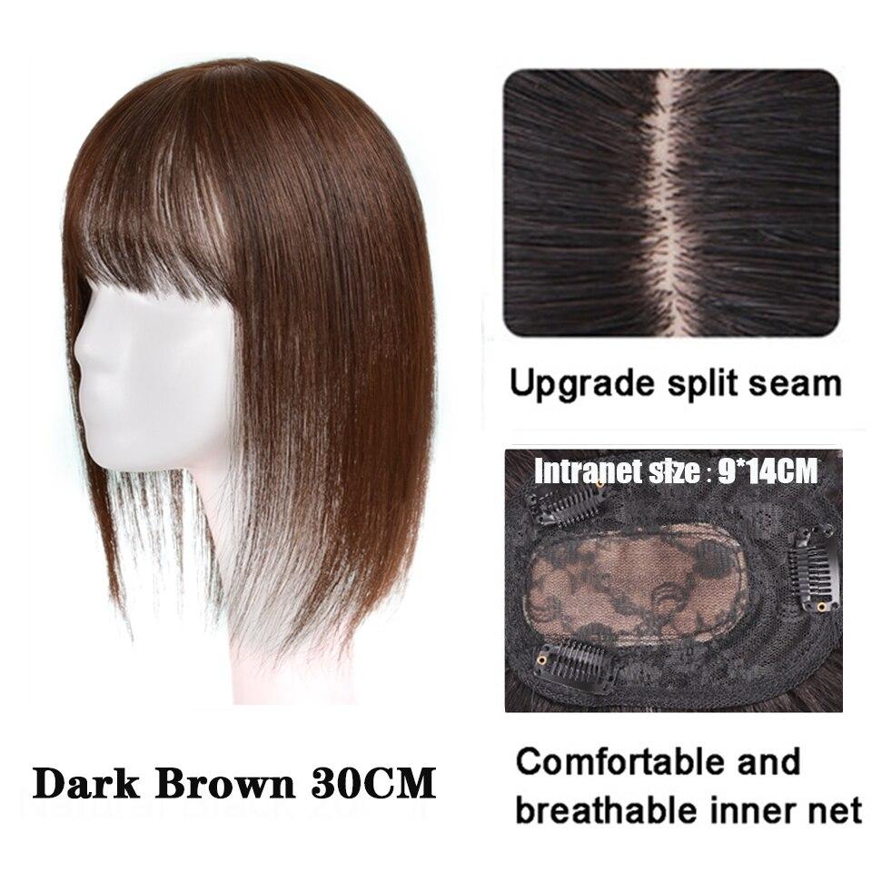 LUPU Kunsthaar-Perücken für Frauen, Clip-in-Haarteile, schwarzbraunes glattes Haar mit Pony, natürliches gefälschtes Kunsthaar