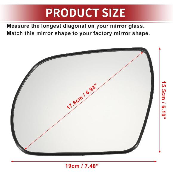 ACROPIX Car Rearview Left Driver Side Mirror Glass for Hyundai SANTA FE 2010-2012 with Backing Plate 876113J110 - Pack of 1