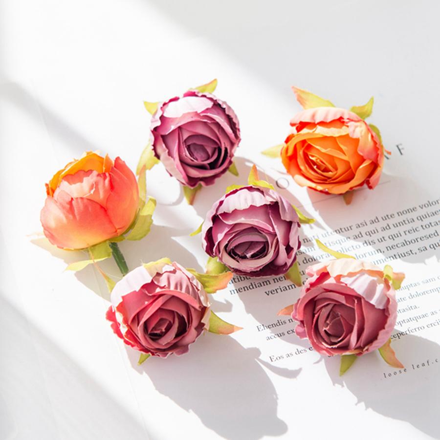 50/100 Piezas Flores Artificiales Brotes de Té Corona de Boda Festival Decoración Habitación Hogar Manualidades Regalos Diy Caja de Dulces Manualidades Rosa de Seda Accesorios