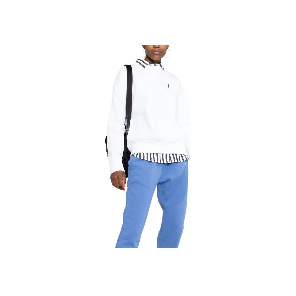 Polo Ralph Lauren FW21 Logo Brodert Ensfarget Pullover Genser Dame genser Hvit 211794395-002
