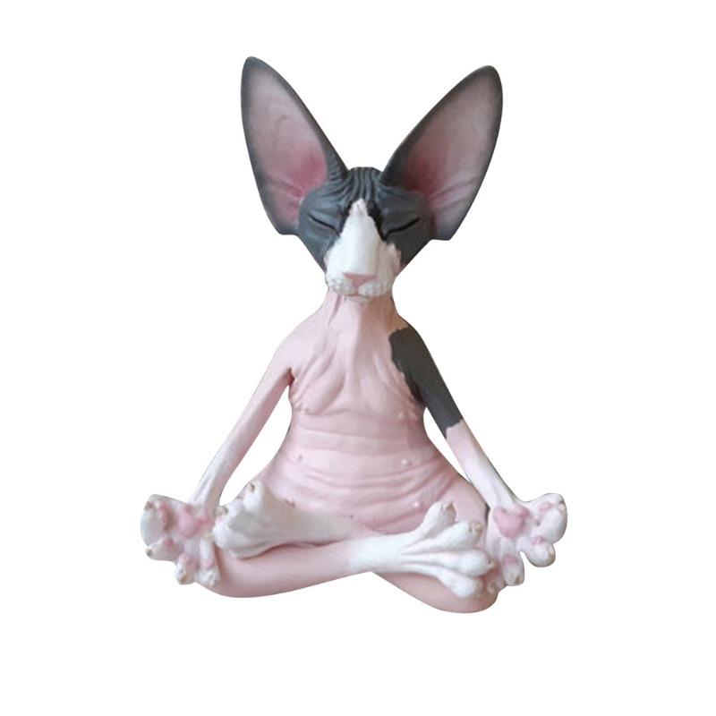 Hairless Cat Meditation and Practice Resin Ornaments Simulated Cat Courtyard Design Home Decoration and Renovation