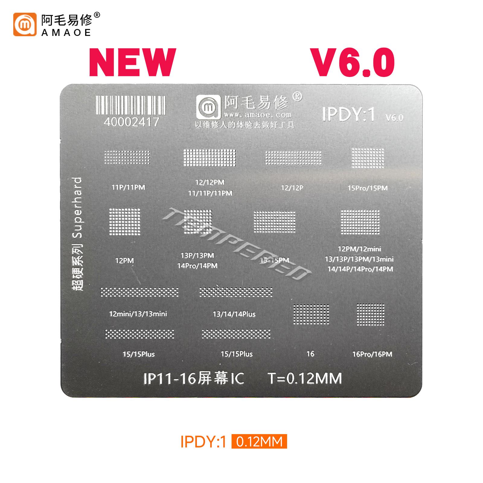 Amaoe IPDY1 BGA Reballing Schablone für iPhone 12 13 14 15 16 17 Pro Max Mini LCD-Bildschirm IC-Loch-Lötpasten-Pflanz-Reparaturwerkzeuge gray