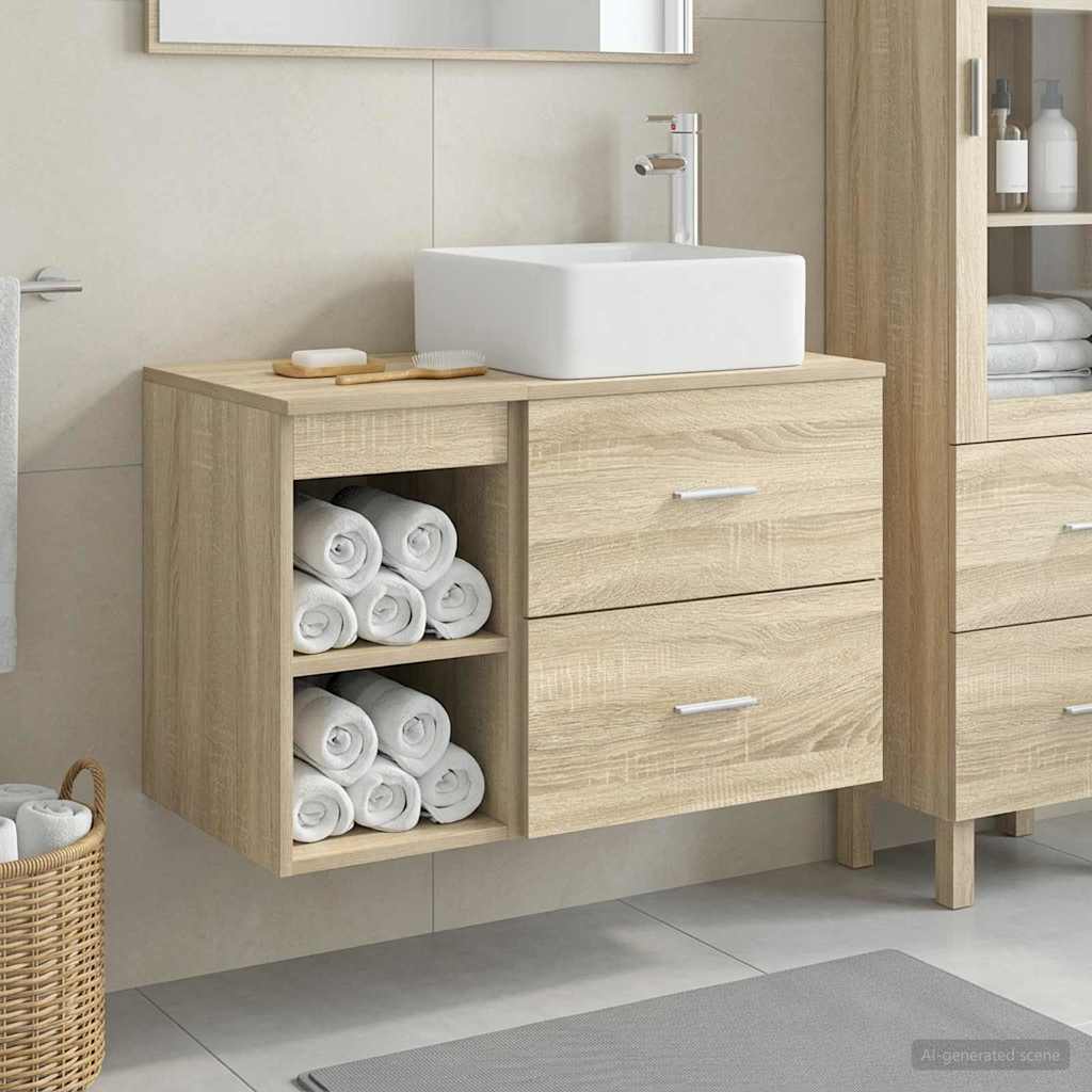 Bathroom Furniture Set 2 Pcs Sonoma Oak Wood Based Material