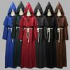 New Halloween Wizard Costume Cosplay Medieval Hooded Robe Costume Monk Friar Robes Priest Costume Ancient Clothing Festival Suit