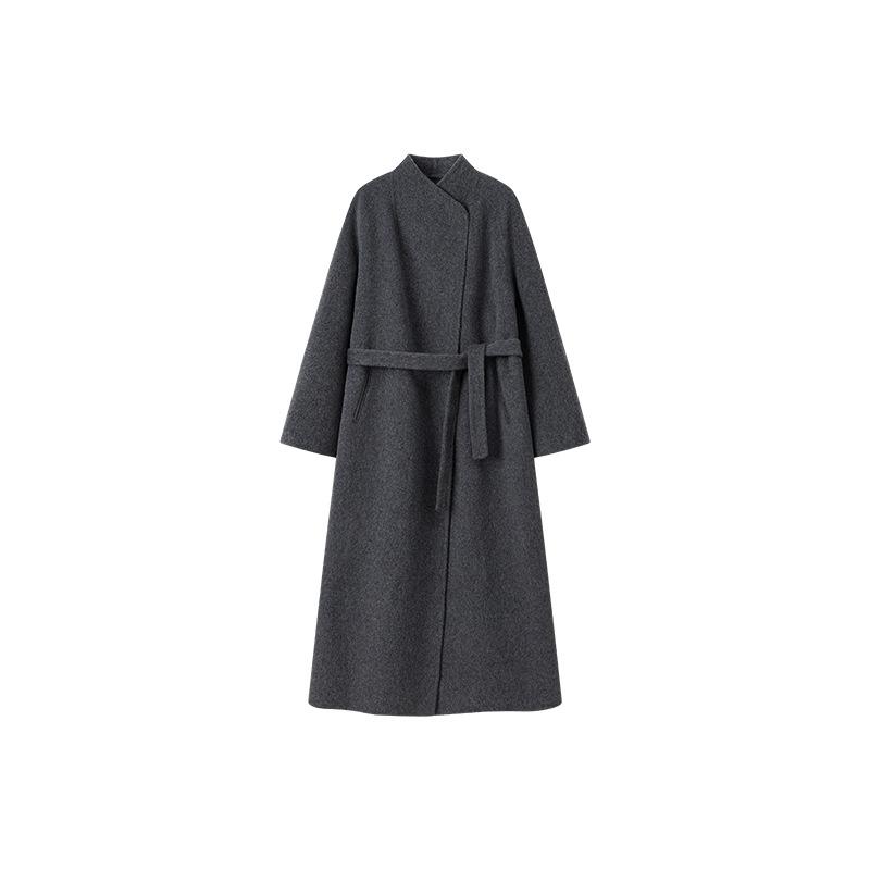 

[Originally] row lazy wind bathrobe double-sided cashmere coat 2025 autumn and winter lace-up extended wool coat women L