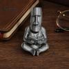 Sitting Moai Decor 3D Printed Reading Figurine Ornament, Cross-Legged Statue Desktop Creative Decoration, Sculpture, Unique Gift for Students
