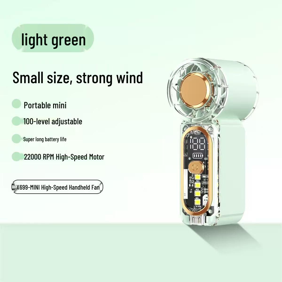 X699 Mini USB Handheld Fan: High-Speed Portable Pocket Fan with Strong Turbine Wind 89x43x25.5 mm