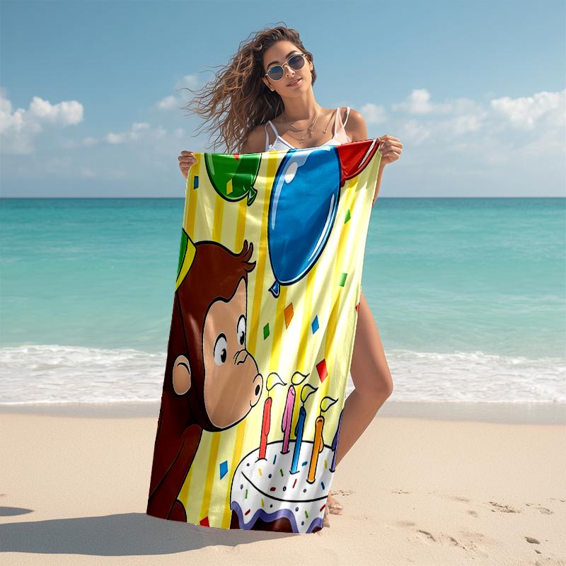 1pc Curious George (6) Beach Towel, Comfortable and Thick, and Swimming/Bath/Picnic/Camping Towel, Suitable for Seaside Beaches