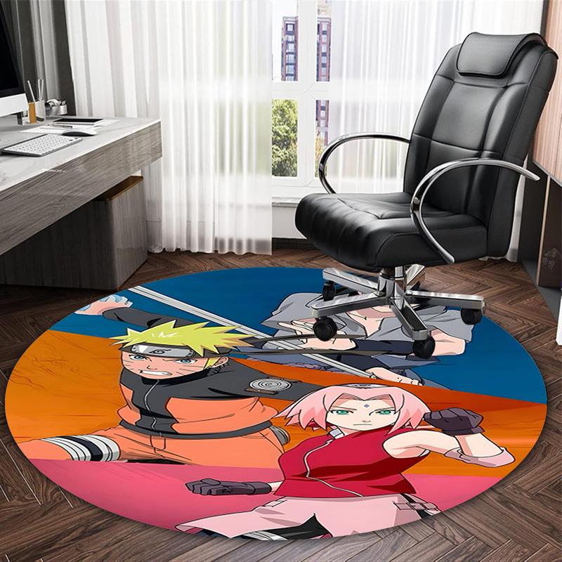 1 Stück NARUTO (4) Runder Teppich mit Aufdruck Stuhl Runder Teppich Geeignet für Schlafzimmer Wohnzimmer Heimdekoration Teppich