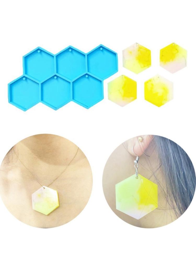 Hexagon Earring Silicone Mold Glossy Earring Pendant Jewelry Resin Mold Keychain Pendant Epoxy Casting Mold Tool