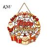 Decorative Holiday Signage Christmas Door Sign, Double Sided Hanging Wooden Plaque for Front Door, Window Ornament Rustic Wall Decoration Indoor