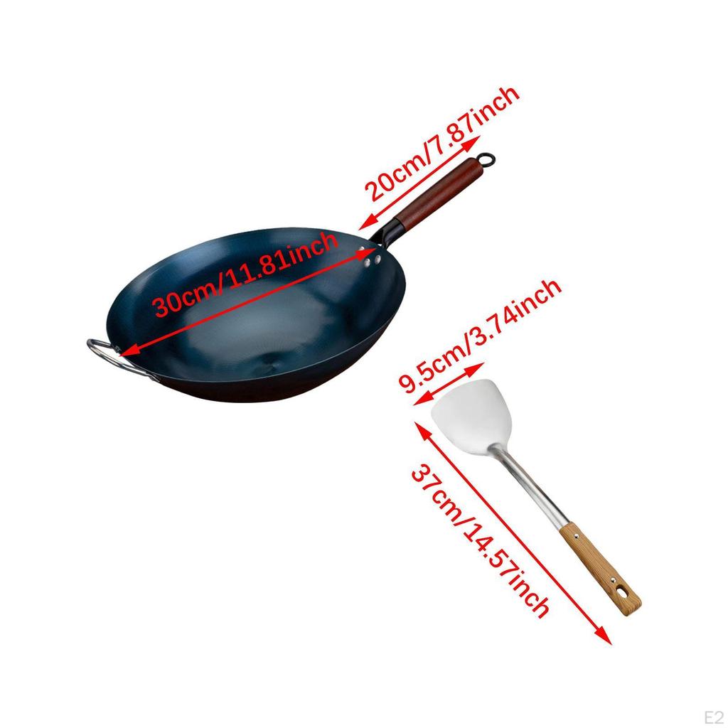 Chinese Wok Non-stick for Gas Cooking Frying Pan with Scoop Manual Forged Iron