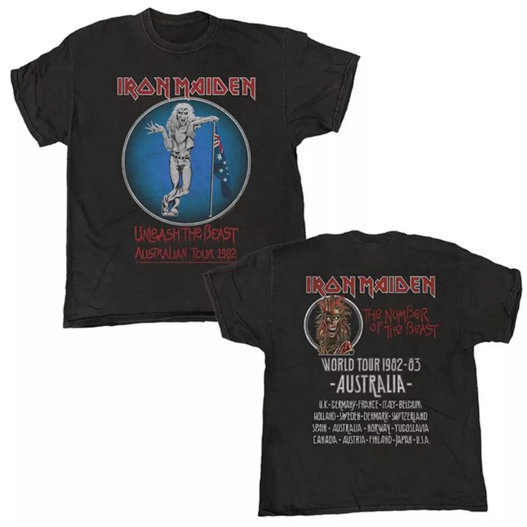 Iron Maiden Unleash The Beast Tour Australiano 1982 Maglietta Lusso di Alta Gamma Per Uomo e Donna Top Y2k