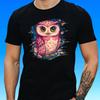 T-Shirt Men Pink Owl Motif Cotton Size S To 5XL