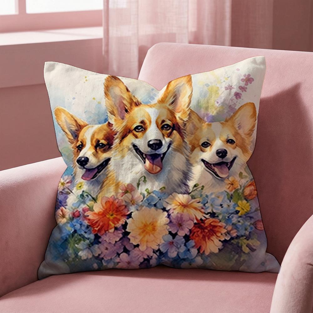 Süßer Aquarell-Haustierhund Kissenbezug Mehrzweck-Kissenbezug für Zuhause & Auto - Wendbar, Weich & Langlebig für den täglichen Gebrauch