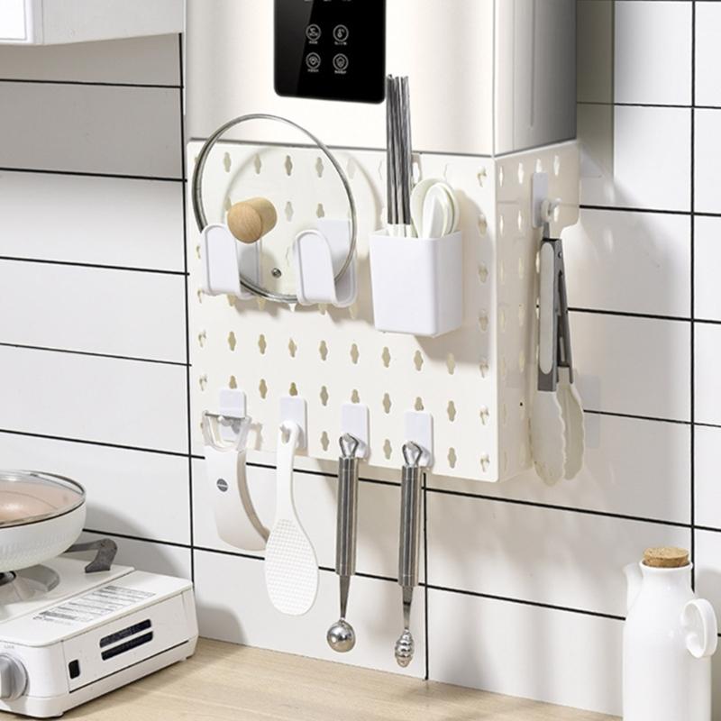 Without Drilling Pipe Cover Wall Mounted ABS Panel Bathroom Kitchen Storage Rack With Strong Adhesive Backing Use