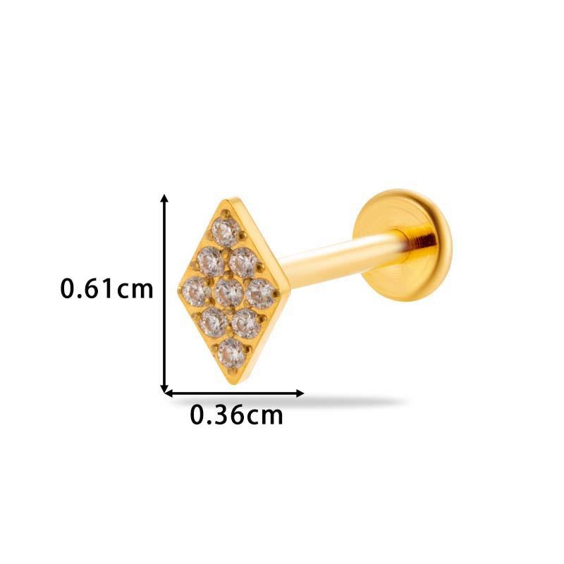 1 pièce G23 Titane Massif Filetage Interne Dos Plat Fleur CZ Clou de Tragus Cartilage Boucle d'Oreille Helix Rook Lobe Labret Bijou de Piercing