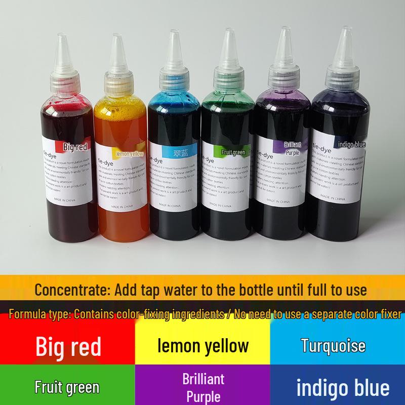 

6-Color Tie-Dye DIY Kit: Eco-Friendly Cold Dye Pigments, 250ML Bottles 125ML/Squeeze Bottle