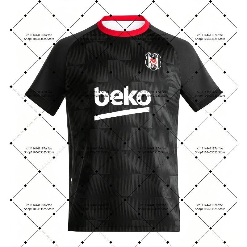 26-27 Beşiktaş Heim- und Auswärtstrikot mit 3D-Digitaldruck, Bequemes und atmungsaktives Sport-Freizeit-Oberteil M black