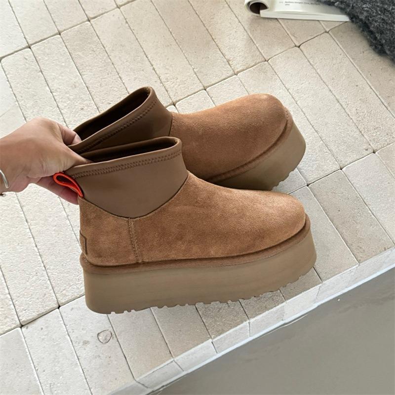 

Snow boots thick-soled winter new deep low tube elastic boots wool heightening warm cotton shoes women s shoes 35