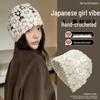 Gorro holgado de punto calado floral japonés para mujer - Gorro cloché fino y dulce para primavera/verano
